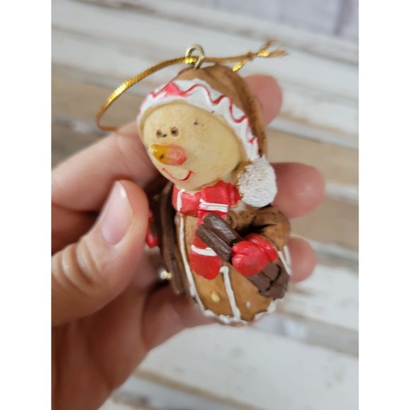Snowman skier gingerbread ornament vintage Xmas holiday tree - Picture 6 of 7